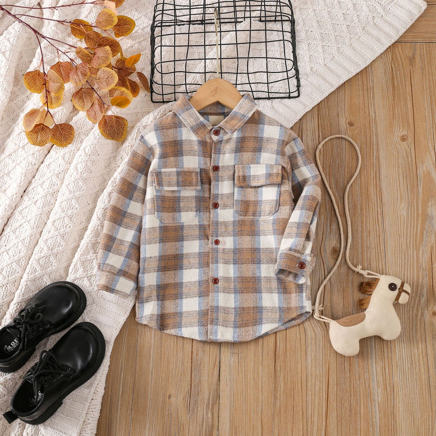 A kids wear cross-border foreign trade popular children's clothing boys and girls multi-colored plaid long-sleeved tops, spring and autumn shirts