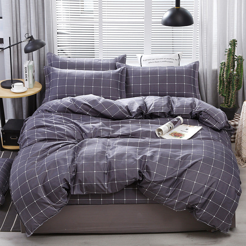 A Amazon simple unprinted style plaid strip duvet cover good bedding three or four piece set spot wholesale