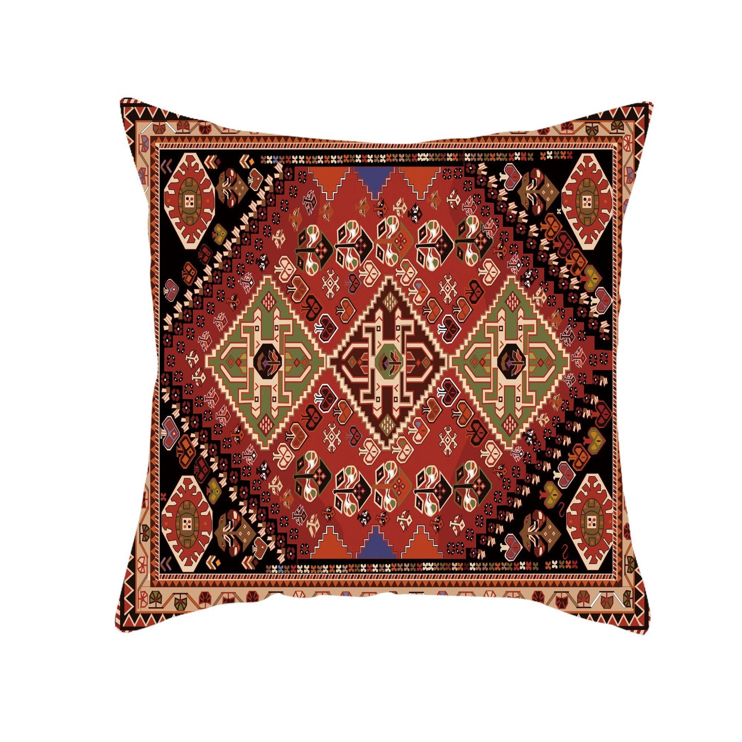 A Cross-border retro red pattern Turkish Persian carpet linen pillow cover ethnic style pillow cushion pillow cover