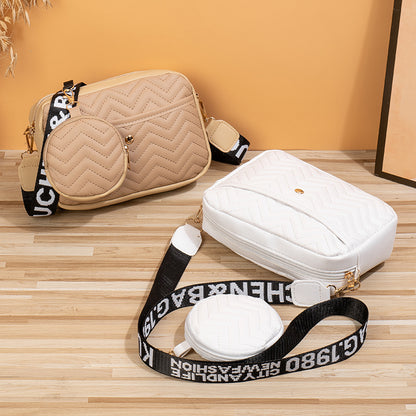 A  women's bag 2024 new girls Korean version v-pattern fashion embroidered shoulder messenger bag child and mother bag