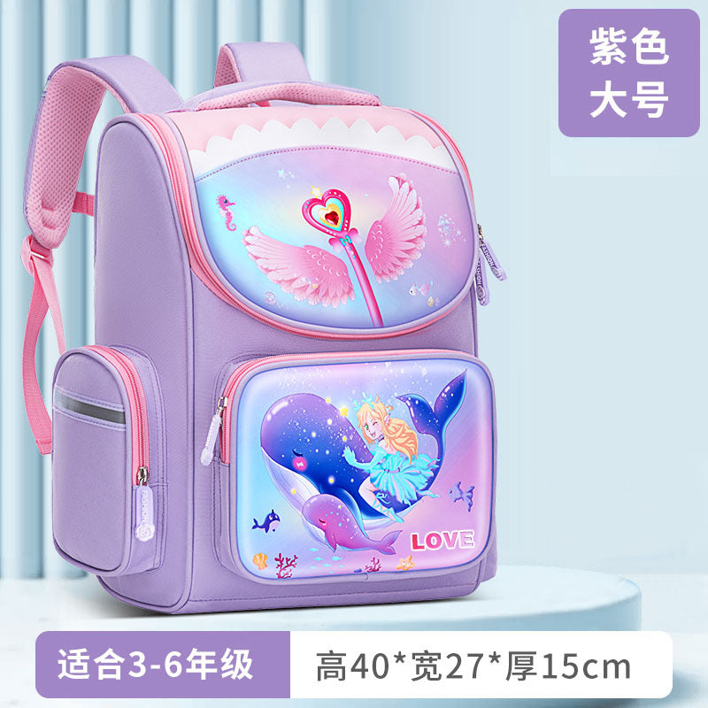 A New Children's School Bag Elementary School Student Burden Reduction Spine Protector Backpack Cute Space Bag for Boys and Girls 1-3-6 Grades