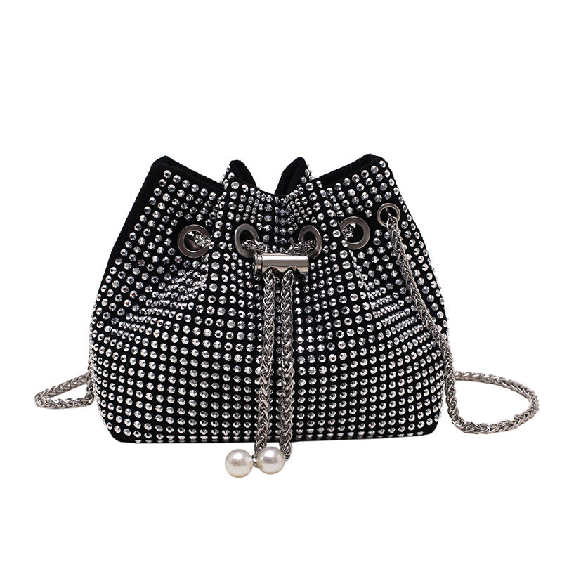 Bolso de mujer con bandolera de diamantes brillantes y bolso tipo cubo