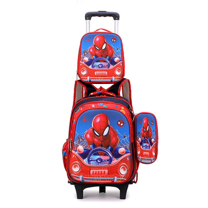 A foreign trade elementary school student backpack for boys and girls in grades 3-5, backpack for lunch, three piece cartoon children's bag set