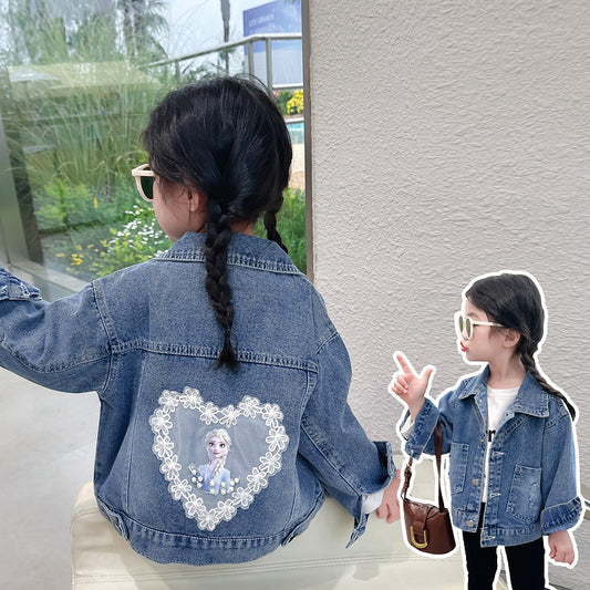 Girls' Spring and Autumn Casual Coat Children's Korean Fashion Clothes Women's Big Kids Loose and Versatile Denim Top Children's Clothing