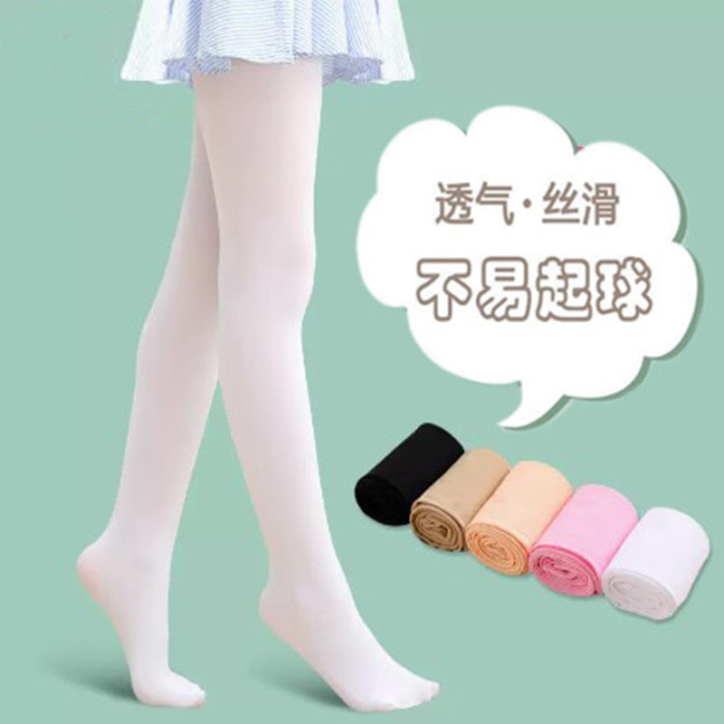 Spring and summer thin children dance socks high elastic velvet white stockings plus size ballerina pantyhose wholesale (weight:0.05kg）