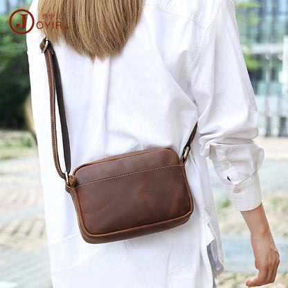 A high-end niche messenger bag men's all-cowhide shoulder bag men's bag leather retro messenger bag mail carrier bag men's