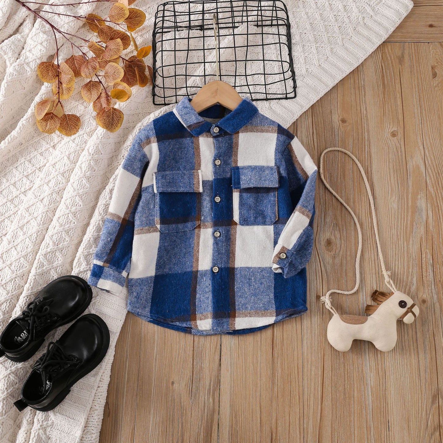 A kids wear cross-border foreign trade popular children's clothing boys and girls multi-colored plaid long-sleeved tops, spring and autumn shirts