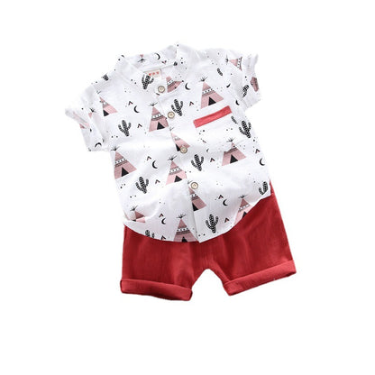 Traje de camisa de manga corta para niños, nuevo verano, hermoso bebé, niños, estilo occidental, ropa de verano para niños, ropa de marea, 0,2 kg 