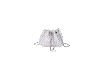 Bolso de mujer con bandolera de diamantes brillantes y bolso tipo cubo