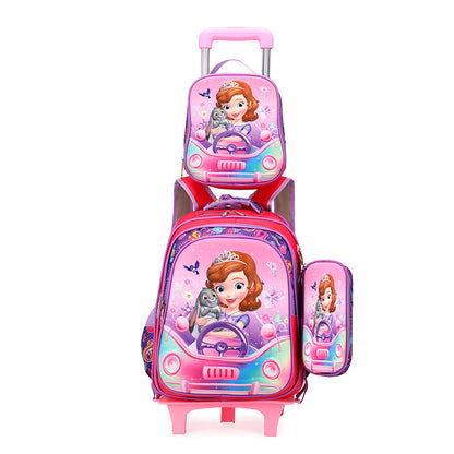 A foreign trade elementary school student backpack for boys and girls in grades 3-5, backpack for lunch, three piece cartoon children's bag set