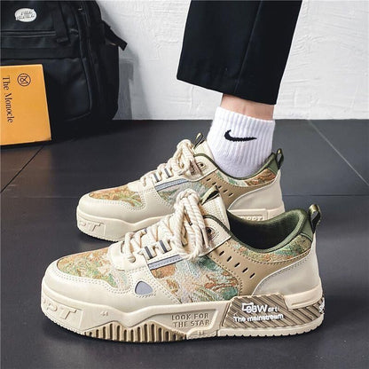 A spring men's shoes new breathable canvas shoes for men student trend versatile platform athleisure sneakers dad shoes men