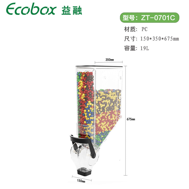 Supermarket high-transparency plastic wall-mounted self-service pull-down candy fried goods, dried fruits, moisture-proof sealing, food gravity box with lid