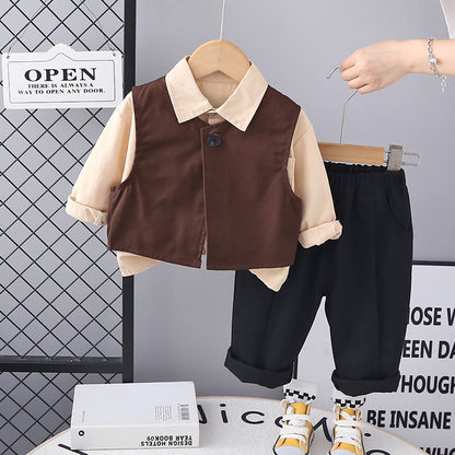 A baby autumn suit  new boys spring and autumn 1-3 years old 4 foreign style children's vest three-piece set handsome tide