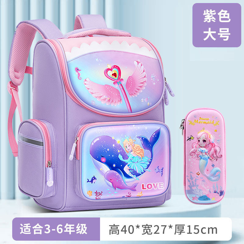 A New Children's School Bag Elementary School Student Burden Reduction Spine Protector Backpack Cute Space Bag for Boys and Girls 1-3-6 Grades