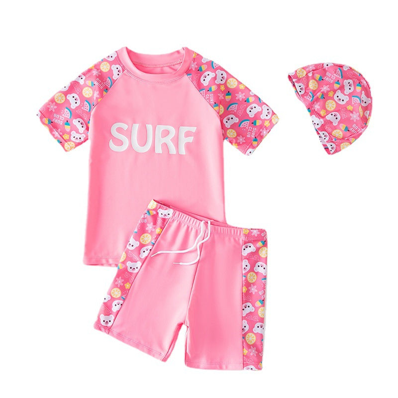 A children's swimsuit for men, middle and large boys, professional swimsuit, quick drying 2024 new girls and children split set wholesale 0.24KG