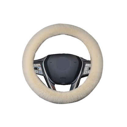 Winter short plush handlebar cover imitation rabbit fur gear lever handbrake three-piece set plush car steering wheel cover (moq:10 set , if  buy one piece need 1usd extra fee )