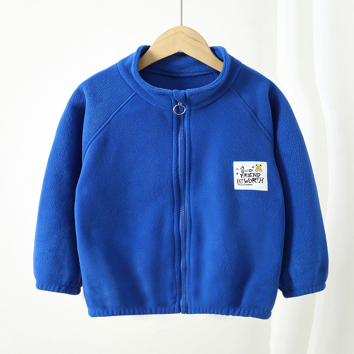 A Children's jacket fleece autumn and winter boys and girls double-sided fleece stand-up collar zipper medium and older children's tops warm children's clothing wholesale