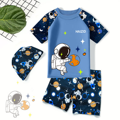 A new children's swimsuit three piece set cute cartoon boys small, medium and large children's swimsuit baby one piece swimsuit wholesale 0.2KG