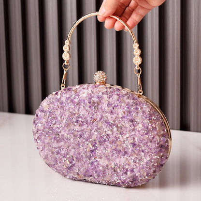 Bolso de cena con incrustaciones de diamantes transfronterizos Bolso de noche con diamantes redondos Bolso cheongsam con asa Bolso de banquete de comercio exterior Bolsos de venta directa de fábrica 