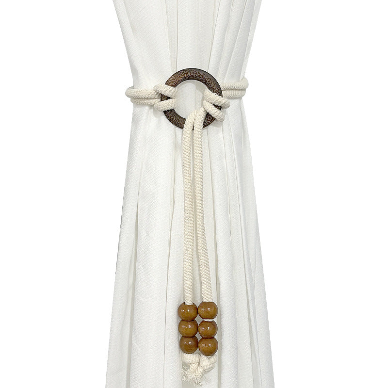 A Nordic simple homestay creative curtain binding with white gauze curtain storage buckle strap fixed rope fringed lace