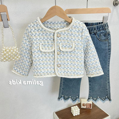 Girl's Little Fragrant Coat Autumn New Korean Edition Children's Baby Fashionable Western Style Suit Temperament Top