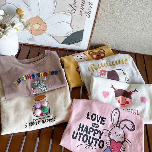 Suéteres para niñas Primavera y Otoño 2024 Nueva versión coreana de suéter de bebé de dibujos animados para niñas, ropa de primavera de moda de manga larga para niñas, 0,3 kg. 