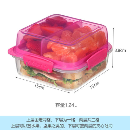 Una caja de sándwich portátil de Sistema importada de Nueva Zelanda, caja de pan para el desayuno, caja de fruta, caja de ensalada bento 