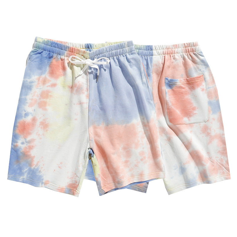 A summer new gradient tie-dye shorts for men and women loose ins hip-hop casual beach couple pants