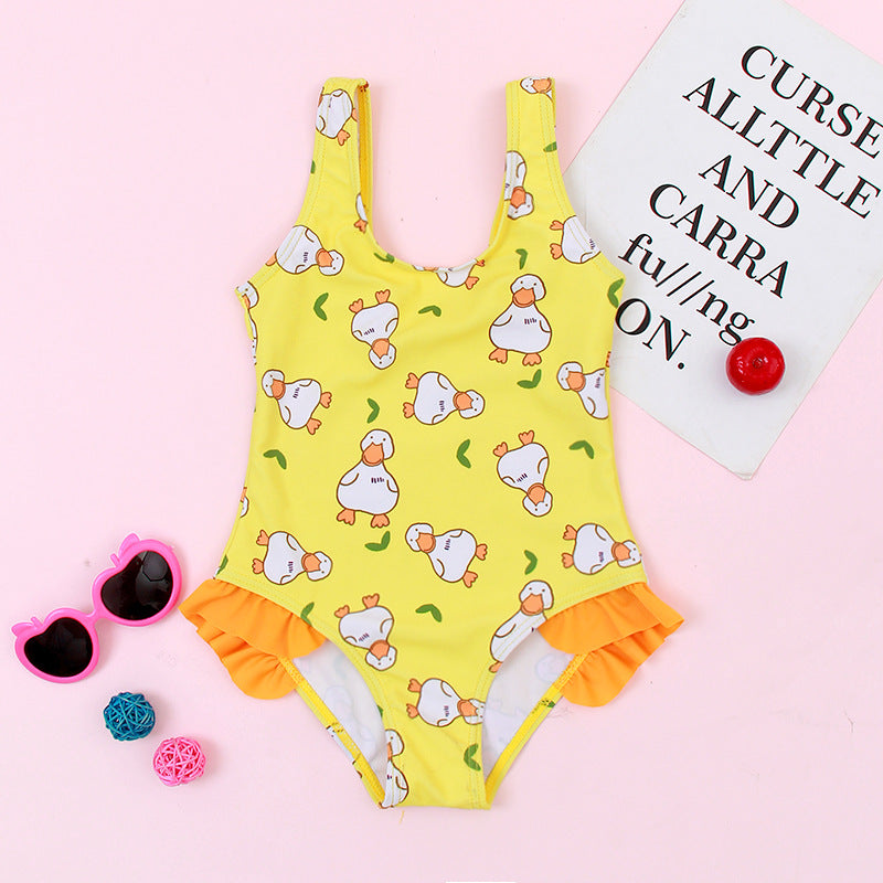 A Cross-border European and American new hot selling one-piece swimsuit, watermelon print, sweet and cute cartoon girl, children's swimsuit 0.2kg