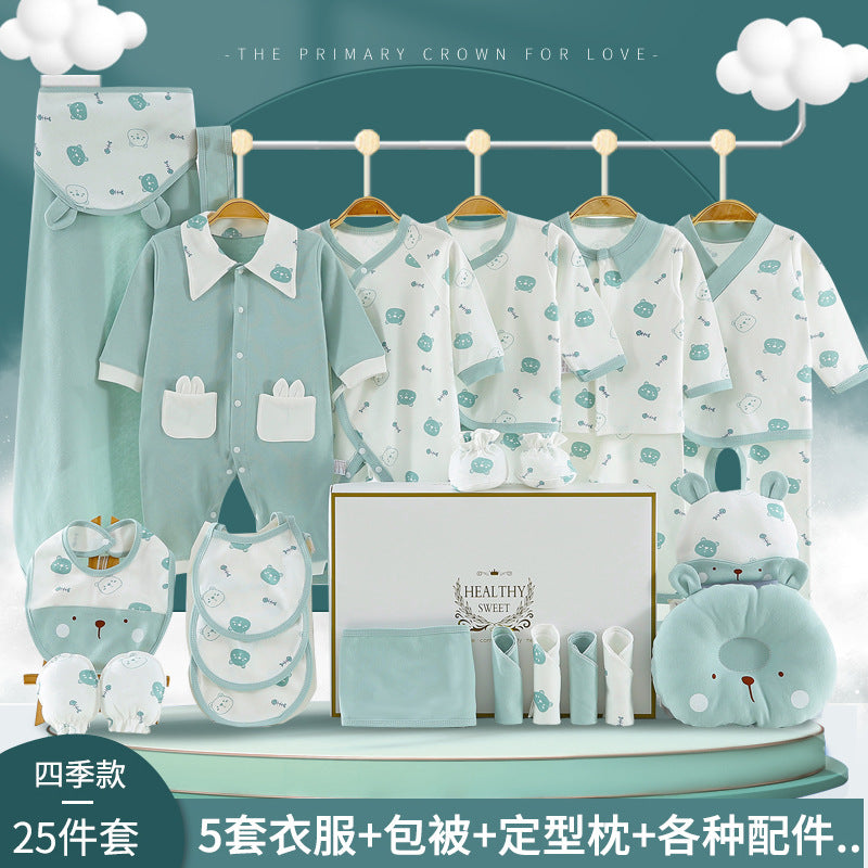 A Baby Cotton Clothes Gift Box Newborn Set Spring and Autumn Season Gift Box Clothes Newborn Full Term Baby Set High end