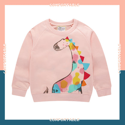 A children's clothing wholesale 2024 manufacturers Europe and America autumn children's clothing girls sweater children's baby round neck long sleeve terry fabric