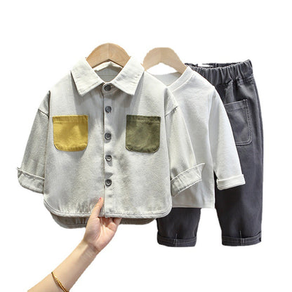 Three-piece suit for boys in spring and autumn, new 6 handsome coats for infants and children, clothes and baby suits, tide 0.8kg