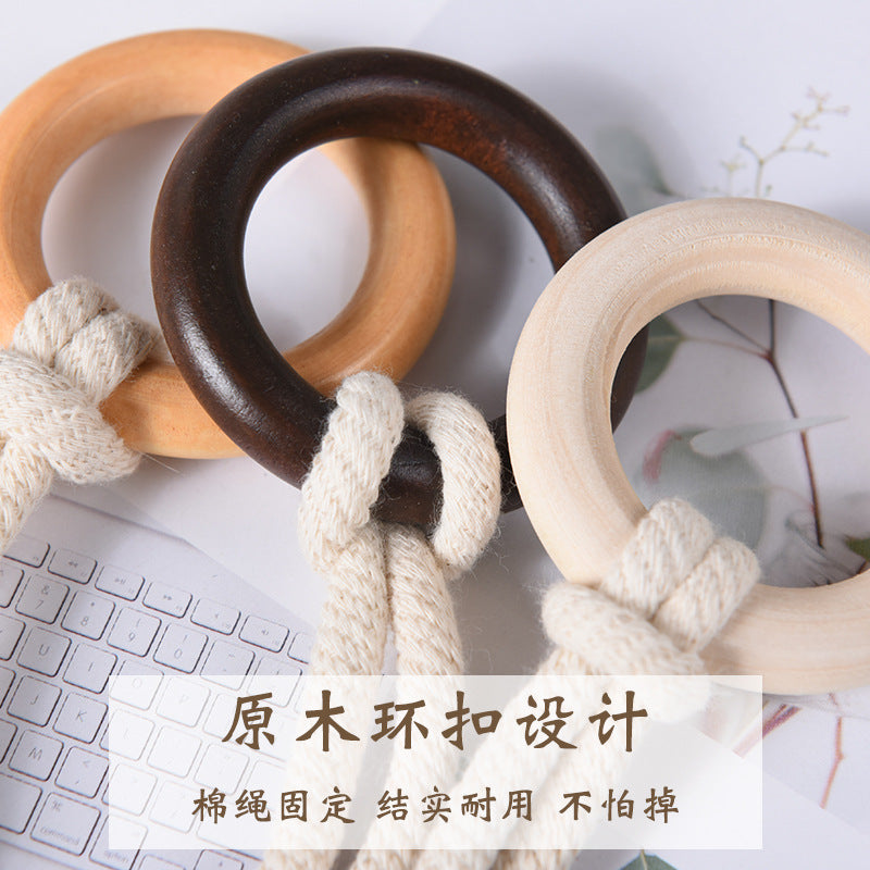 A Cross-border Nordic simple curtain strap wooden ring creative storage buckle strap tassel lace decorative accessories accessories