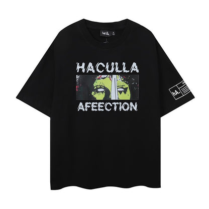 A HACULLA street minority art graffiti printed T-shirt bottoming shirt new cotton casual round neck and short sleeve in summer