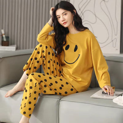 A large number of wholesale pajamas women's spring and autumn long-sleeved autumn and winter loungewear women's large size simple loose suit outer wear