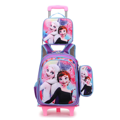 Mochila para estudiantes de escuela primaria de comercio exterior para niños y niñas de 3.º a 5.º grado, mochila para el almuerzo, juego de tres piezas de bolsos de dibujos animados para niños 