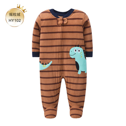 A newborn onesie newborn baby Romper baby fleece long-sleeved socks foot climbing clothes autumn and winter loungewear