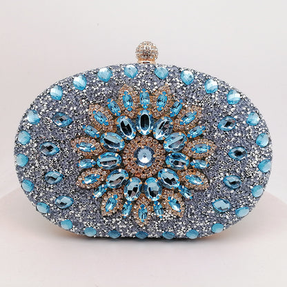 A Cross-border explosion Sunflower dinner bag Fashion banquet clutch bag Dress evening bag Diamond bag European and American party bag