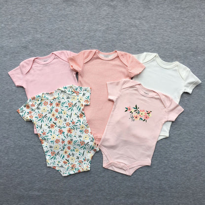 Foreign trade baby onesies, male and female baby short-sleeved bag fart clothes, newborns, Ha clothes, thin crawling clothes, summer 5 pieces