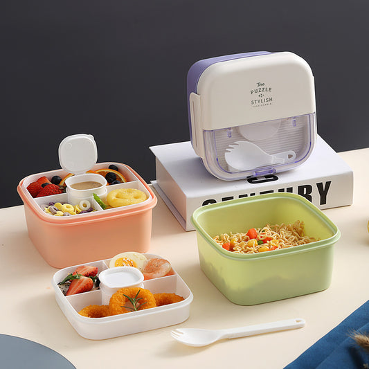 A INS double salad lunch box small compartment lunch box for school students portable microwave lunch box bento box