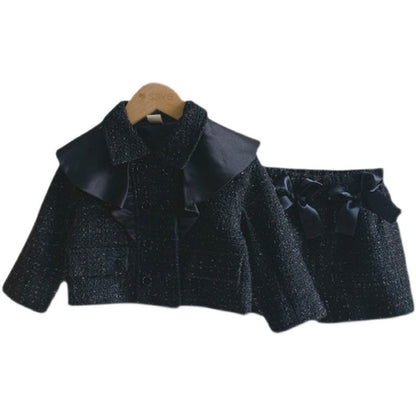 Conjunto para niñas, ropa de moda de primavera y otoño, nueva chaqueta corta de manga larga estilo fragancia pequeña para niños, conjunto de dos piezas para niñas y bebés, 0,42 KG 