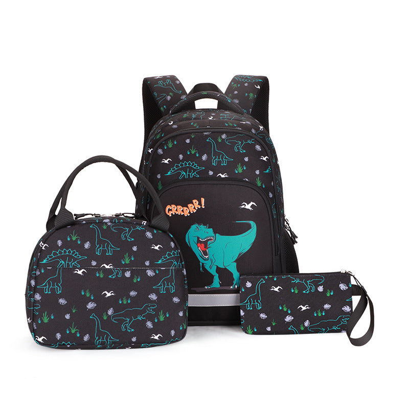 Mochila para niños con nuevo estilo de Amazon, con estampado para estudiantes de escuela primaria, mochila escolar de tres piezas con reducción de carga, venta al por mayor 