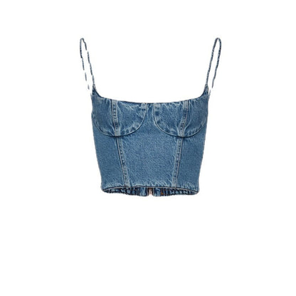 A YIMENG Spring and Summer 23 New Italian Fashion Three-dimensional Suspender Corset + Rose Piece Mini Denim Half