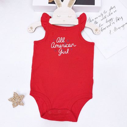 A baby's suspender wrapped buttocks, summer thin baby jumpsuit, pure cotton, summer triangle jumpsuit, crawling suit, sleeveless for men and women