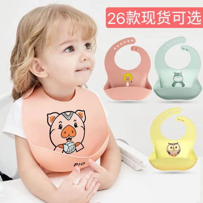 Baby silicone bibs, baby eating bibs,  waterproof rice pockets,saliva napkins 0.08kg