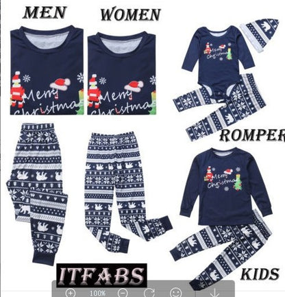 New autumn and Christmas parent-child outfits from Europe and America, full home printed long sleeved sets, home clothing, and family pajamas