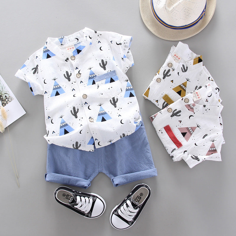 Boys&#039; short-sleeved shirt suit new summer handsome baby children&#039;s children&#039;s western-style boys&#039; summer clothes tide clothes 0.2kg