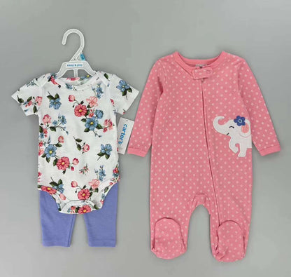 Newborn baby 3-piece one-piece one-piece cotton climbing wrapping foot Hayi foreign trade children's crawling suit one-piece