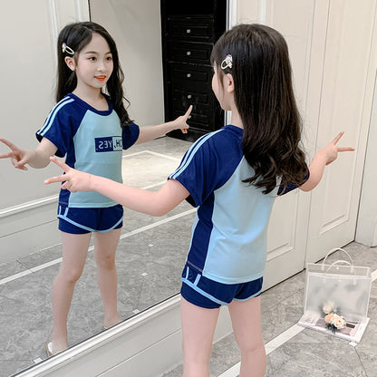 Wholesale of A Sports Children's Swimming Clothes for Girls, Summer Middle School and University Students, New Swimming Clothes and Shorts Set 0.2kgt