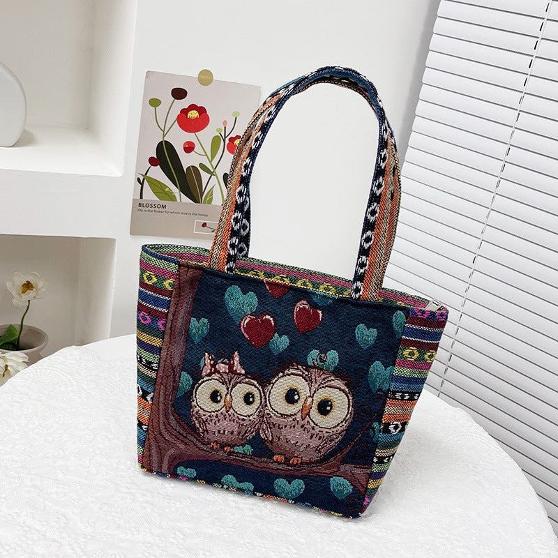 double sided embroidery printed bag